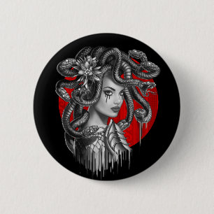 MEDUSA - Schlangenkopfmädchen aus dem griechische Button