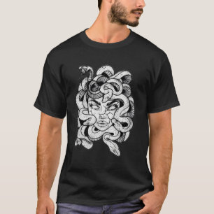 Medusa Schwarz-weiß Stone Statue Griechische Mytho T-Shirt