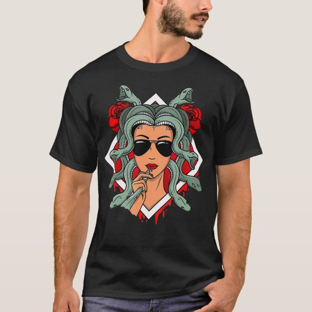 Medusa Snakes Griechische Mythologie Sonnenbrillen T-Shirt (Vorderseite)