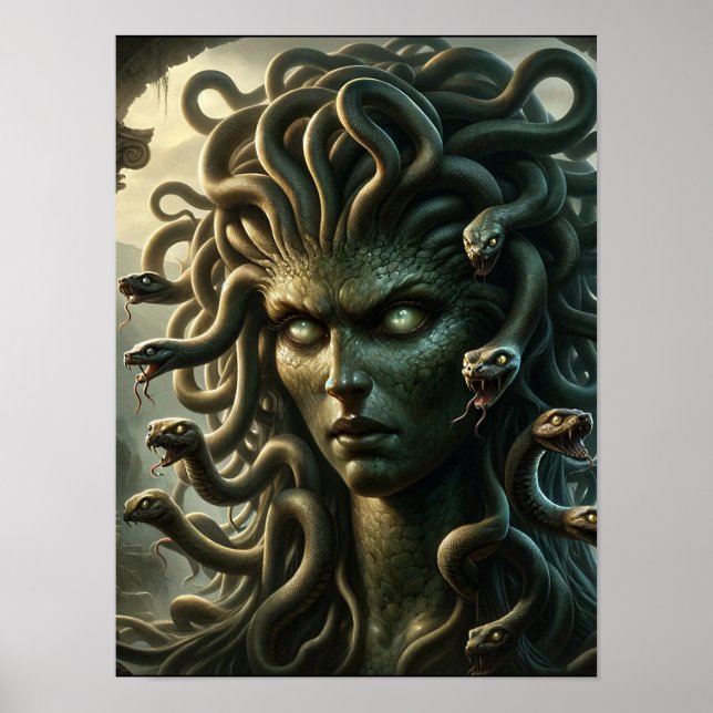 Medusa Stare of Death Head of Snakes Poster (Vorne)