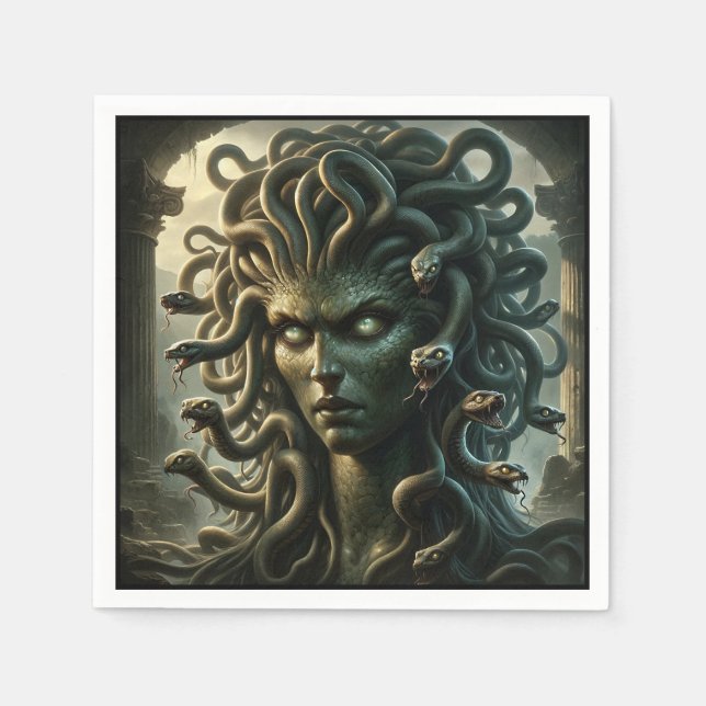 Medusa Stare of Death Head of Snakes Serviette (Vorderseite)