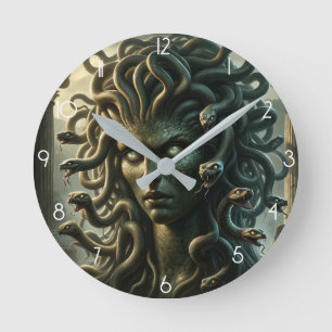 Medusa Starren des Todes Kopf der Schlangen Runde Wanduhr