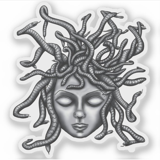Medusa-Statue, griechische Skulptur, Mythologie Aufkleber (Vorderseite)