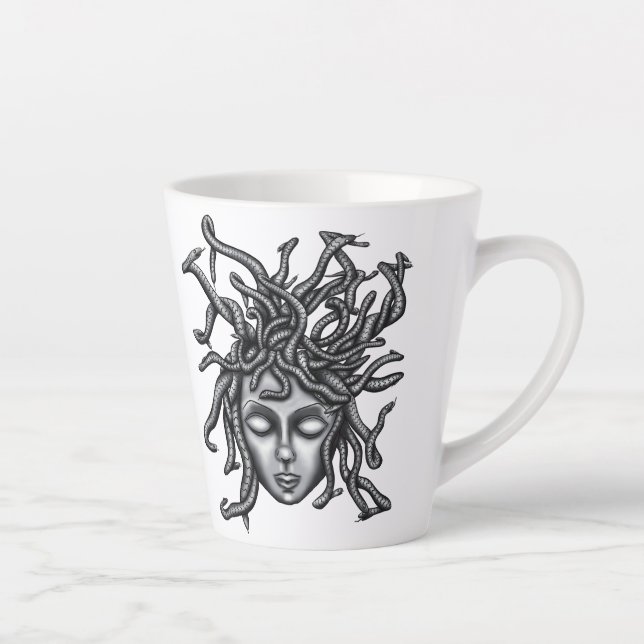 Medusa-Statue, griechische Skulptur, Mythologie Milchtasse (Rechts)