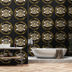 Medusa und griechischer Mäander-Schlüssel Designer Tapete