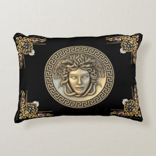 Medusa und griechischer Schlüssel Gold Aubusson De Dekokissen