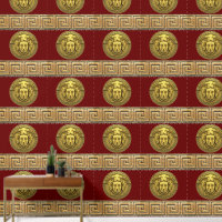 Medusa und griechisches Schlüsselgold auf Burgund