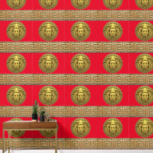 Medusa und griechisches Schlüsselgold auf RED Desi Tapete