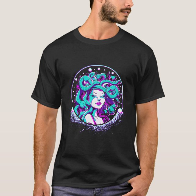 Medusa und Vaporwave-Medusa mit griechischer Mytho T-Shirt (Vorderseite)