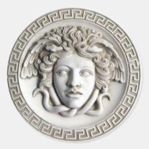 Medusa von Rondanini (Cameo White) Klassischer Auf Runder Aufkleber