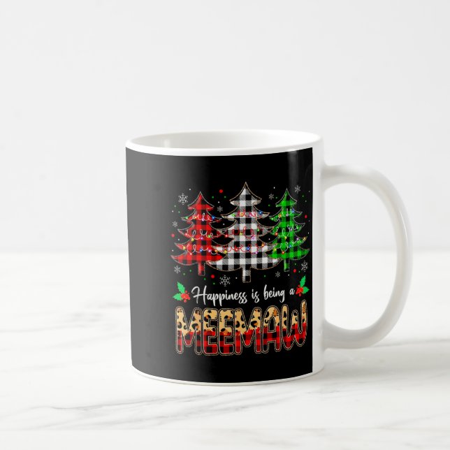 Meemaw Christmas Tree Xmas Buffalo Plaid Red White Kaffeetasse (Rechts)