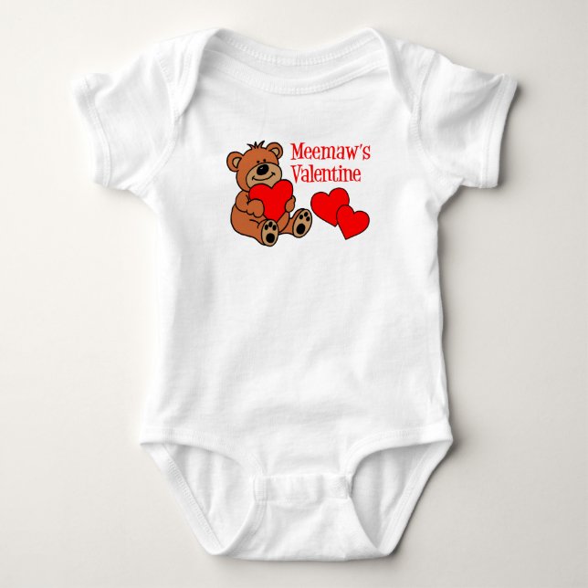 Meemaw-Valentinbär Baby Strampler (Vorderseite)