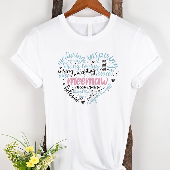 Meemaw Word Cloud Pink Herz Oma T-Shirt (Von Creator hochgeladen)
