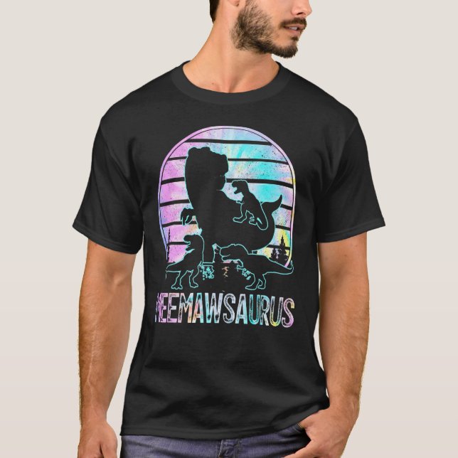 Meemawsaurus Dinosaur Meemaw 3 Kids Gefärbte Krawa T-Shirt (Vorderseite)