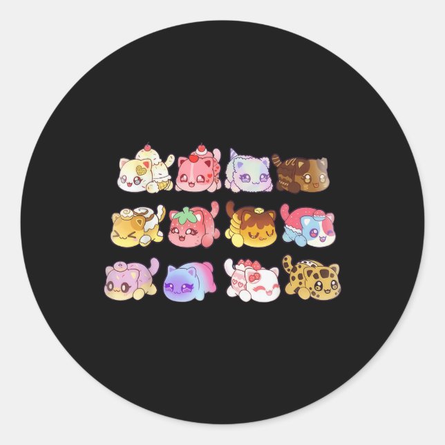 Meemeow Cats Plush Runder Aufkleber (Vorderseite)