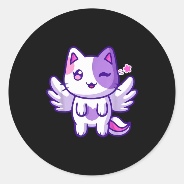 Meemeow Cute Cat Plu-shirt  Runder Aufkleber (Vorderseite)