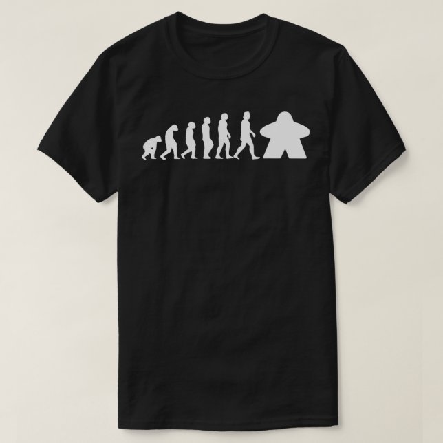 Meeple Evolution Funny Tabletop Spielkleidung T-Shirt (Design vorne)
