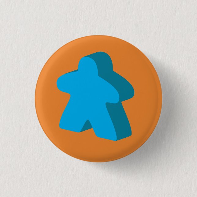 Meeple Knopf (orange u. blau) Button (Vorderseite)