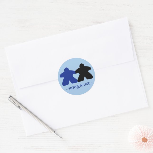 Meeples in Love, Blau & Schwarze Aufkleber (Umschlag)
