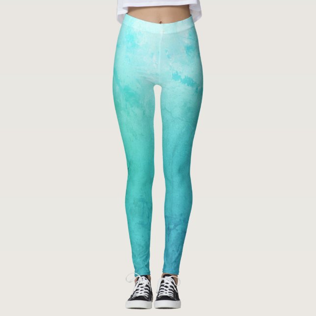 Meer, Aqua Blue Custom Leggings (Vorderseite)