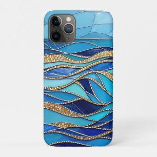 Meer aus Wellen Blau und Gold Mosaik-Kunst Case-Mate iPhone Hülle