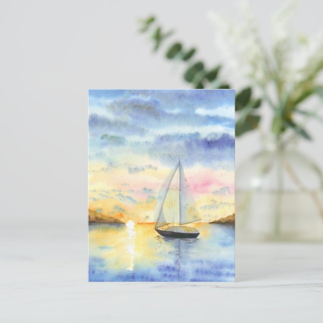 Meer bei Sonnenuntergang Postkarte (Stehend Vorderseite)