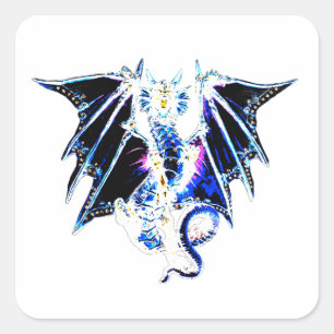 Meer Bestie Drache Fantasy Mythos Kreatur Kunst Au Quadratischer Aufkleber