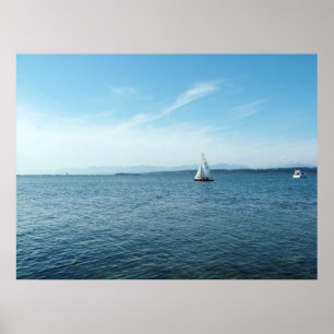 Meer, Boote und Himmel Poster