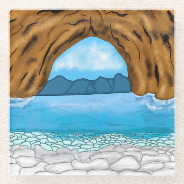 Meer, Canyon und Gebirge Digitale Kunst Glasuntersetzer (Vorderseite)