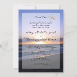 Meer der Liebe | Beach Sunset Starfish Hochzeit Einladung