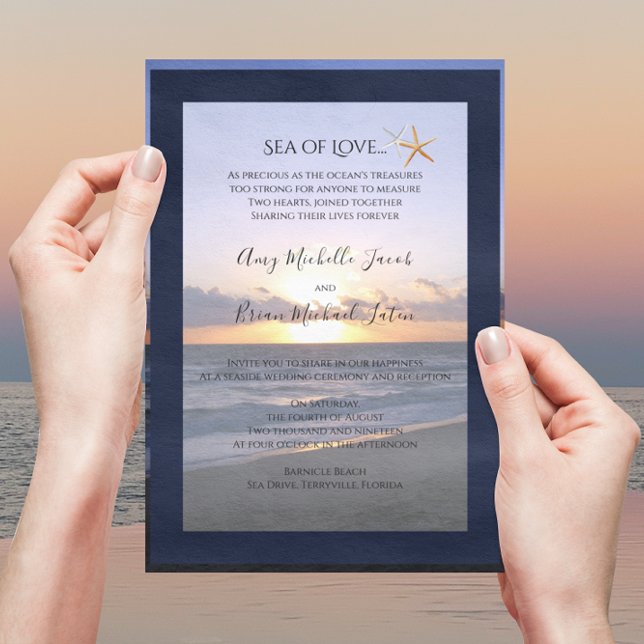 Meer der Liebe | Beach Sunset Starfish Hochzeit Einladung (Von Creator hochgeladen)