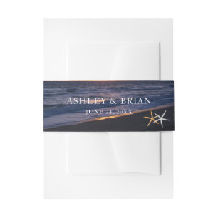 Meer der Liebe   Beach Sunset Starfish Hochzeit Einladungsbanderole