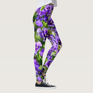 Meer der Stille: Das wunderschöne Lila Pansy-Feld Leggings