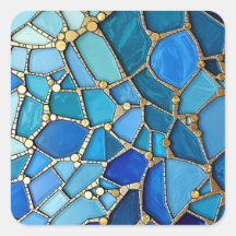 Meer der Wellen Blaue und goldene Mosaik-Fine-Art