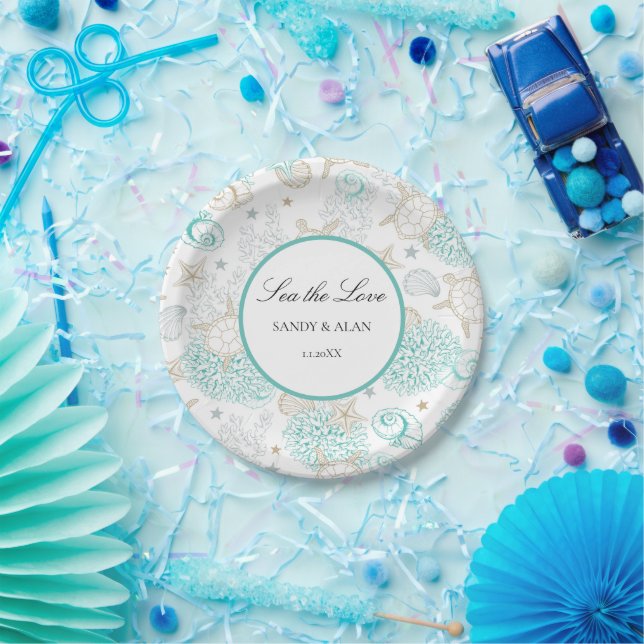 Meer Die Liebe Strand Hochzeit Pappteller (Party)