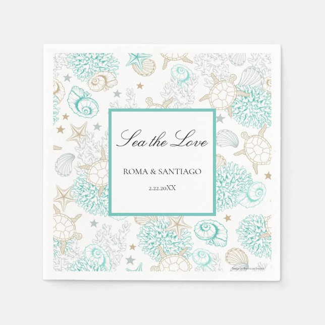 Meer Die Liebe Strand Hochzeit Serviette (Vorderseite)