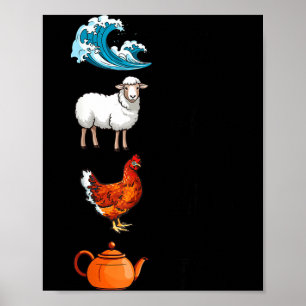 Meer Mutterschaf Huhn Tee Lustiger Witz Spruch Zit Poster