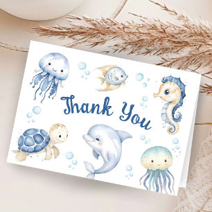Meer Ozean Baby Shower Junge gefaltete Dankeskarte