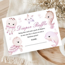 Meer Ozean Baby Shower Mädchen Rosa Windel Raffle