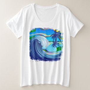 Meer Ozean große Wellenwasser Große Größe T-Shirt