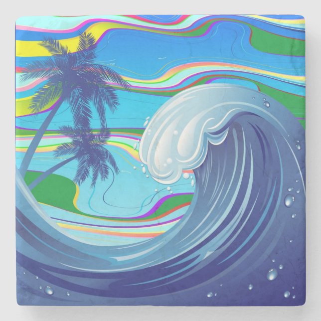 Meer Ozean große Wellenwasser Steinuntersetzer (Vorderseite)