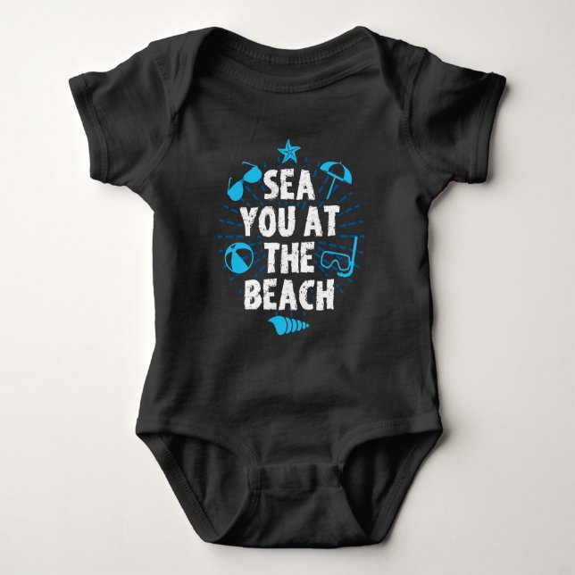 Meer Sie am Strand-Ozean-Schwimmer-Ferien-Strand Baby Strampler (Vorderseite)
