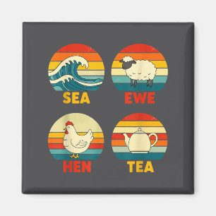 Meer Sonnenuntergang Henne Zitat Tee Mutterschaf Magnet