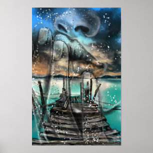Meer-Sonnenuntergang-Träume Poster Druck - Malerei