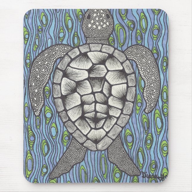 Meer Tutle auf Blau Mousepad (Vorne)