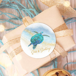 Meer und Grüße Strand Meeresschildkröten Küste Runder Aufkleber