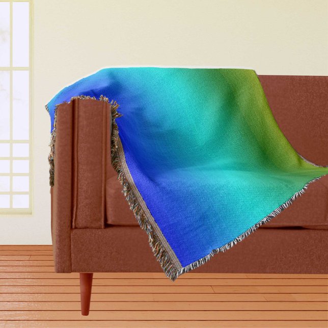 Meer und Himmel Blau und Grüne Farbe Decke (Sea and Sky Blue and Green Gradient Throw Blanket)