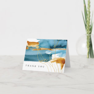 Meer und Sand Moderne Wasserfarben-Hochzeit Dankeskarte
