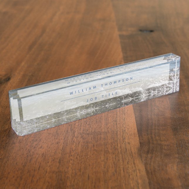 Meer- und Sandstrand Namensplakette (Seite)