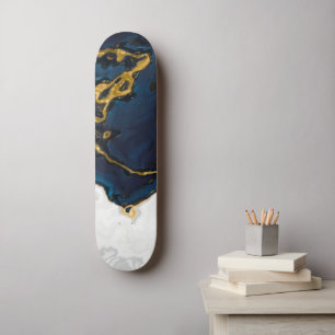 Meer von Smaragdgoldblauen Marmor Skateboard